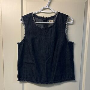 GAP sleeveless denim shirt with fringe edge